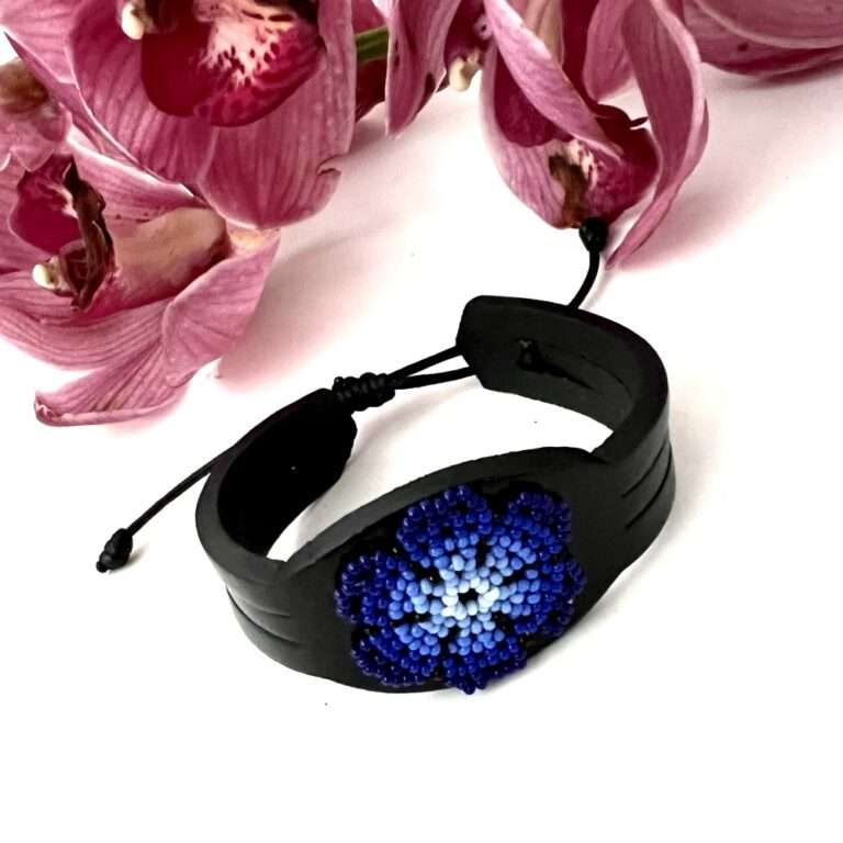 Pulsera De Chaquira Tres Flores Albor Arte Mx