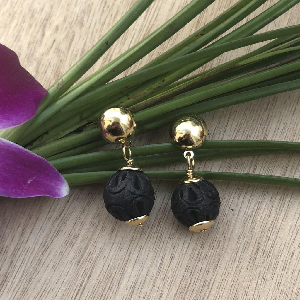 Aretes Poste Bola Barro Negro