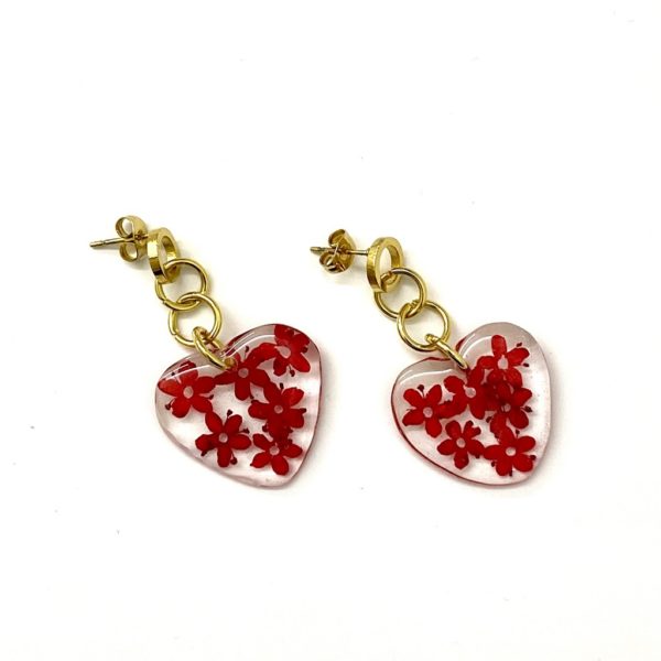 Aretes corazón rojo