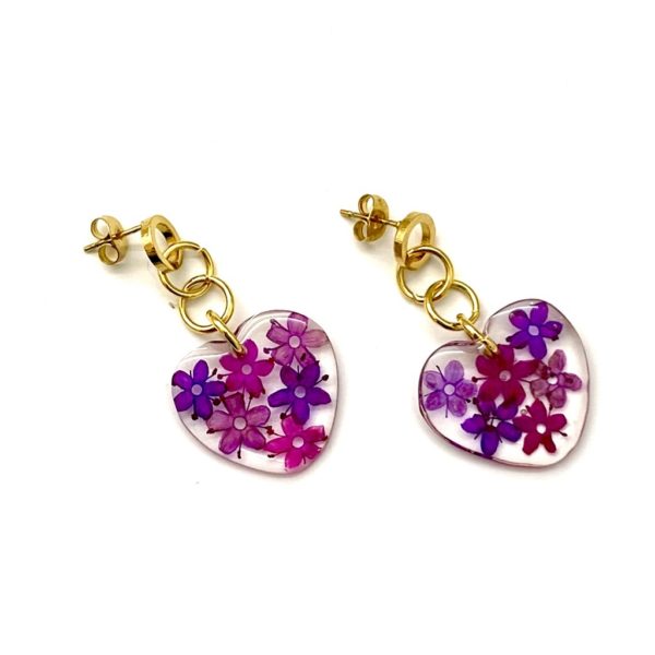 Aretes corazón morado