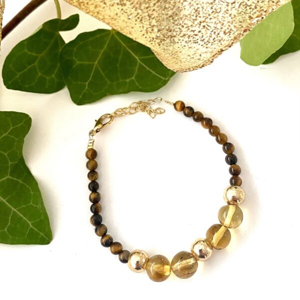 Pulsera ámbar y piedra natural
