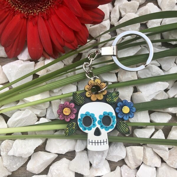 Llavero calavera floreada chico