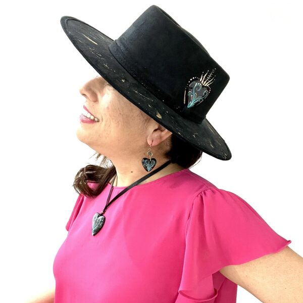 sombrero-collar-y-aretes-negro-con-turquesap