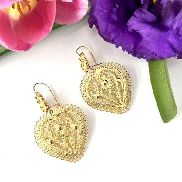 Aretes filigrana corazón medianos