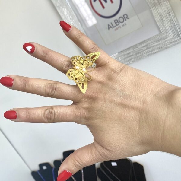Anillo mariposa baño de oro - Imagen 2