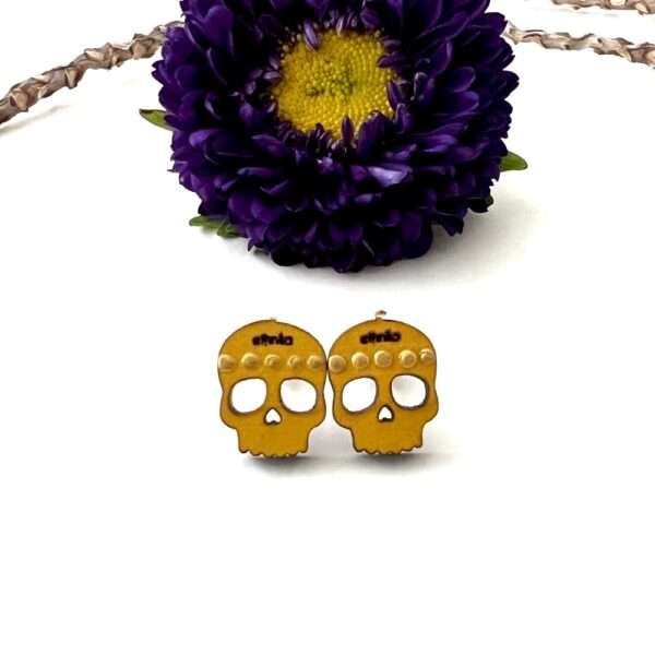 aretes calavera mini amarillo