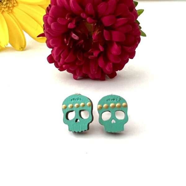 aretes calavera mini menta