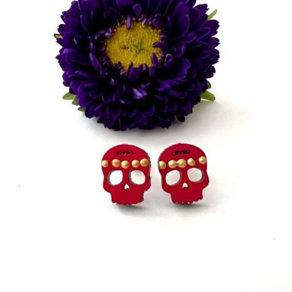 aretes calavera mini rosa