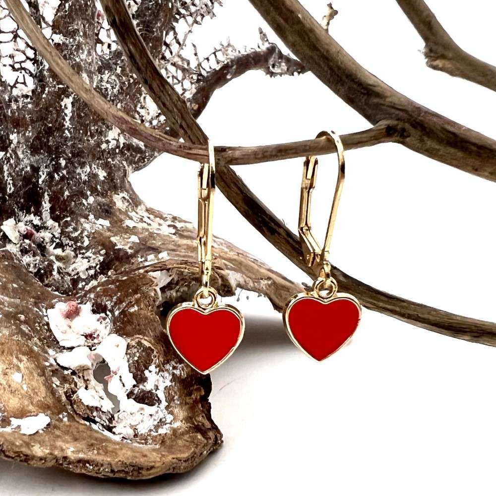 Arracadas chapa corazón rojo