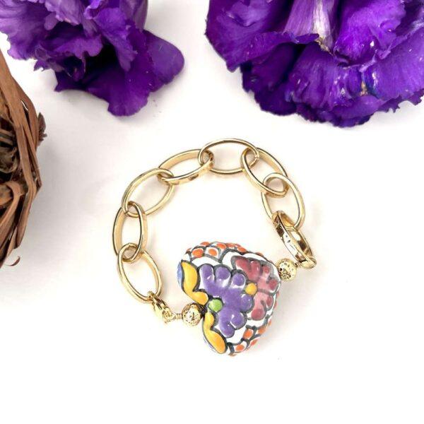 Pulsera chapa y talavera de colores