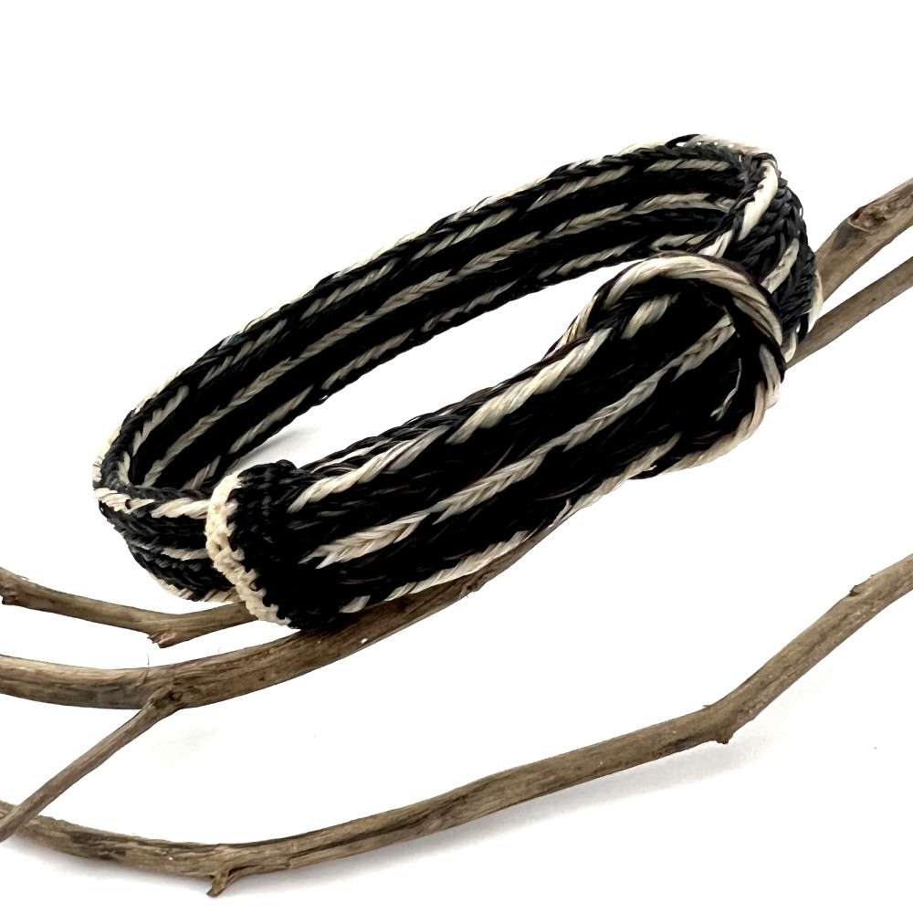 Pulsera crin cinco hilos negra con beige - Imagen 2