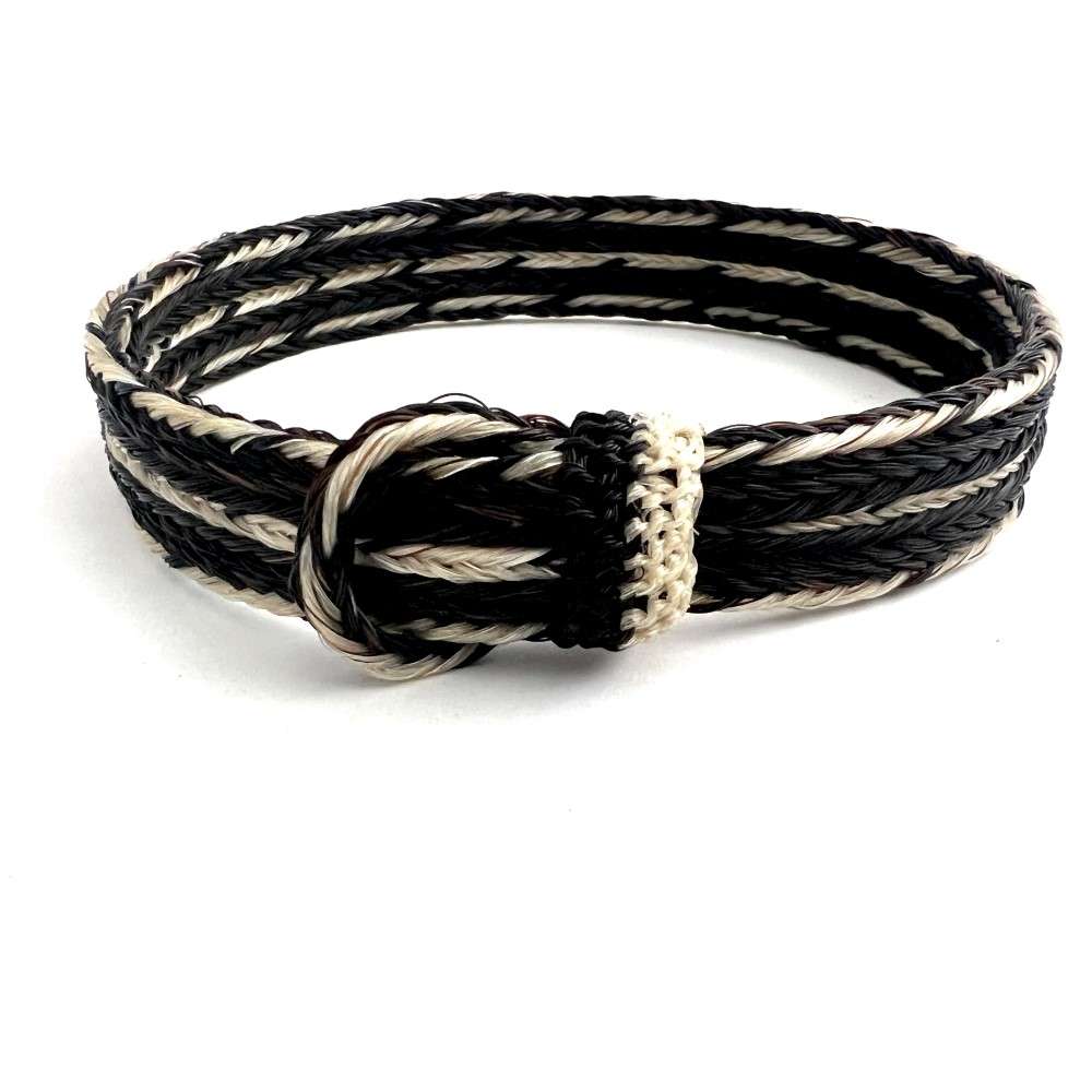 pulsera crin cinco hilos negra con beige