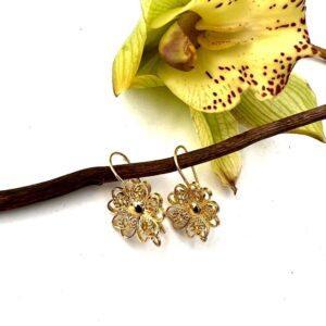 aretes filigrana flor sencillos