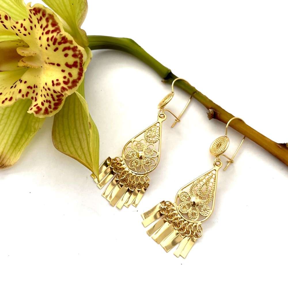aretes filigrana gota rellenos chicos