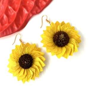 aretes girasol hoja de maíz