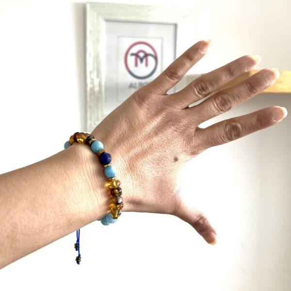 Brazalete piedra natural y ámbar - Imagen 3