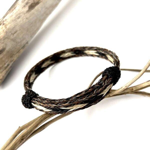 pulsera crin triple café negro y beige