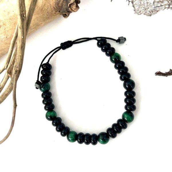 pulsera ágatas negras y verdes