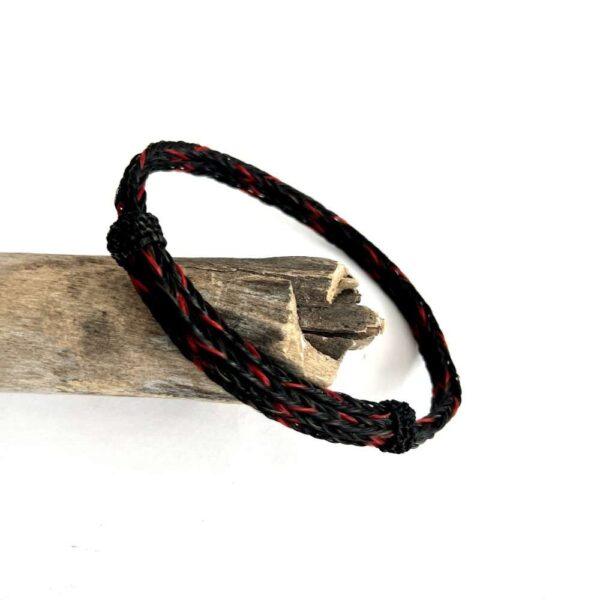 pulsera crin doble rojo con negro