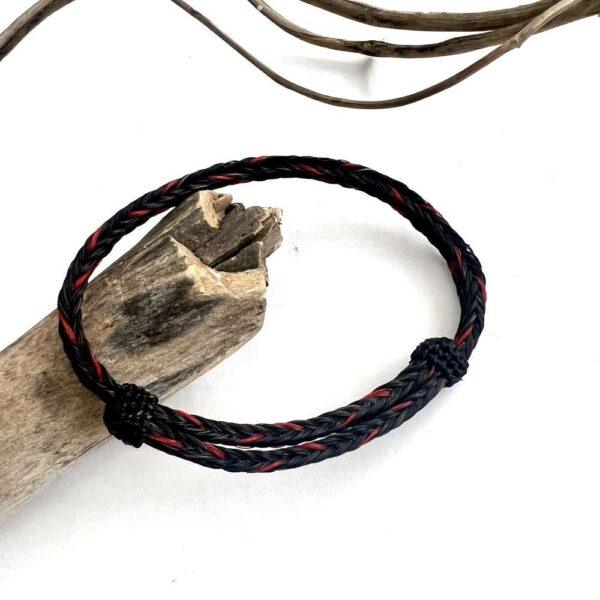 pulsera crin doble rojo con negro