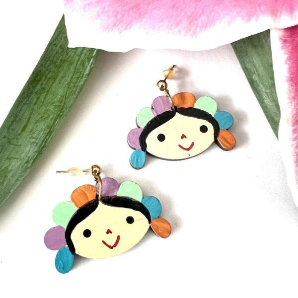 aretes muñequita lele listones pastel