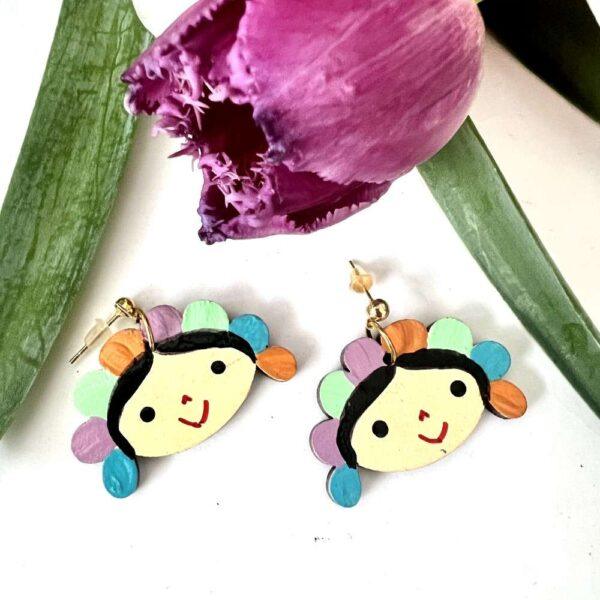 aretes muñequita lele listones pastel