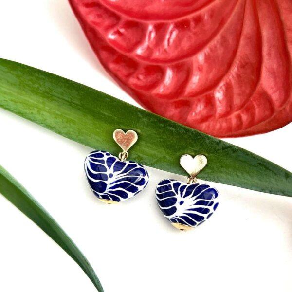 aretes chapa corazón talavera