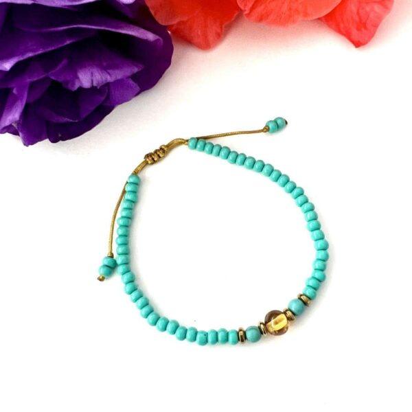 pulsera turquesa con ámbar