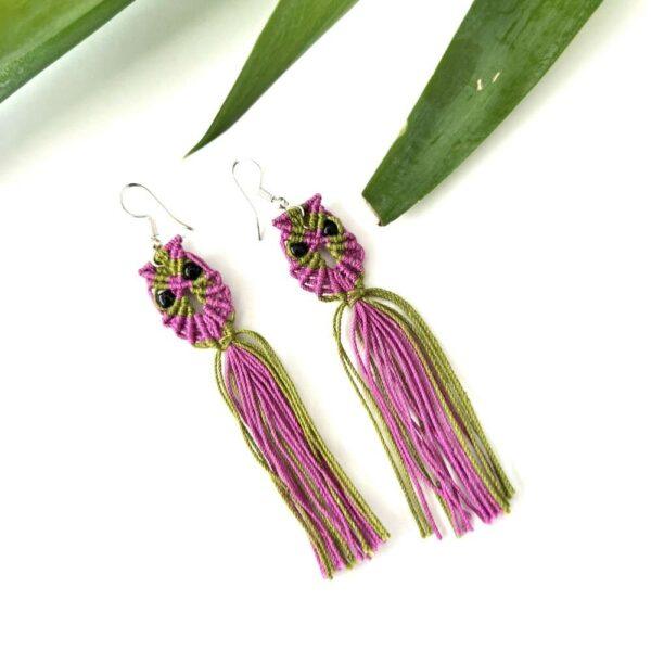 aretes búho macramé