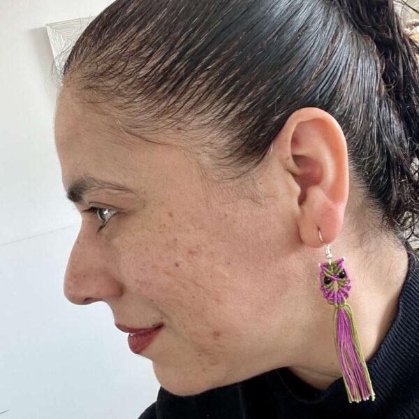 aretes búho macramé