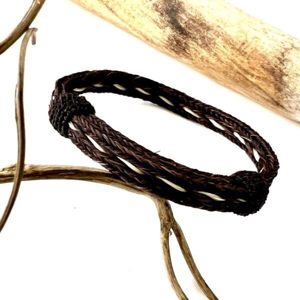 pulsera crin triple puntadas café