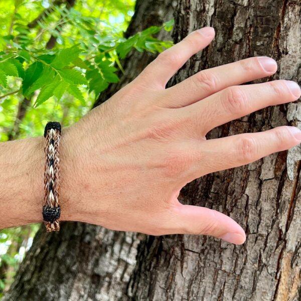 Pulsera crin triple tonos tierra - Imagen 3