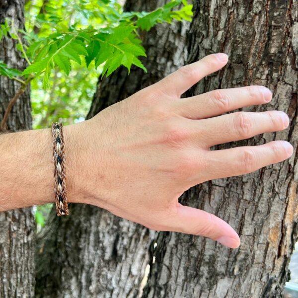 pulsera crin triple tonos tierra