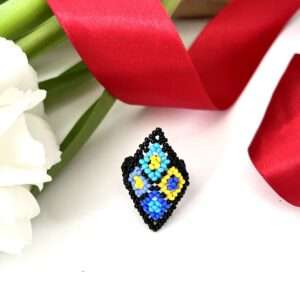 anillo chaquiras rombo azul