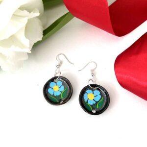 aretes barro flor celeste