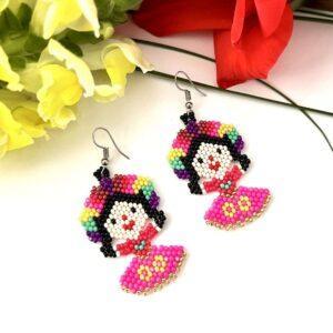 aretes chaquiras lele rosa