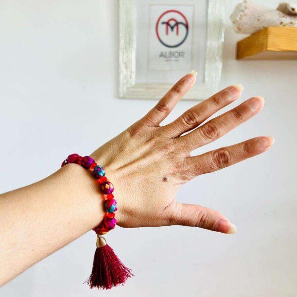 pulsera hoja de palma vino