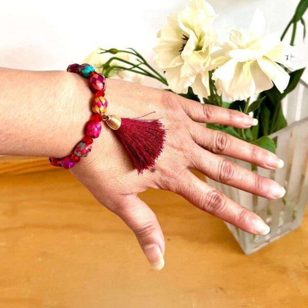 pulsera hoja de palma vino