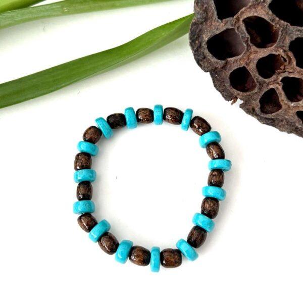 pulsera madera turquesa