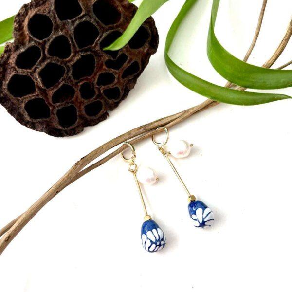 aretes talavera gotas y perla