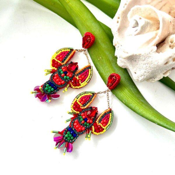 aretes chaquiras langostas