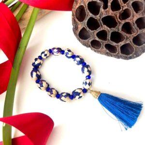 pulsera hoja de palma azul