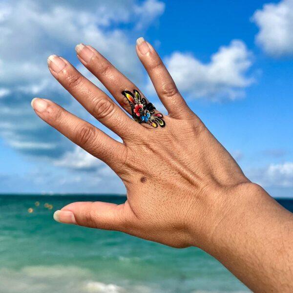 anillo cobre largo negro
