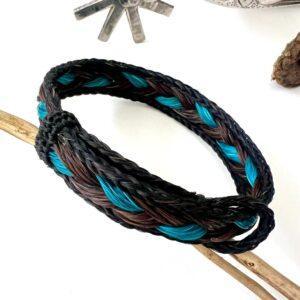 pulsera crin trenza gruesa con azul