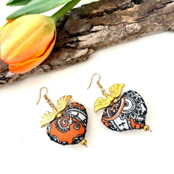 aretes paliacate corazón naranja