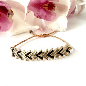 pulsera miyuki dorado con negro