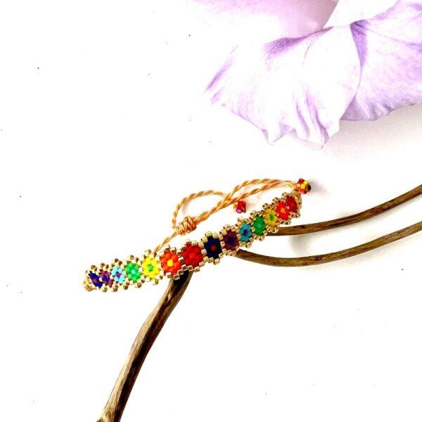 pulsera miyuki flores multicolor