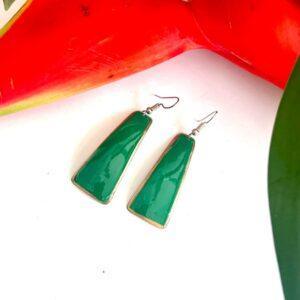 aretes cobre largos verdes