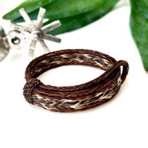pulsera crin cinco hilos café gris