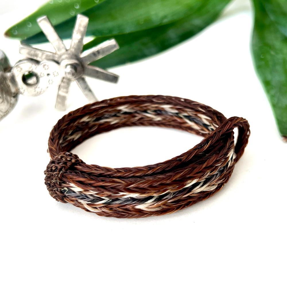 pulsera crin cinco hilos café gris